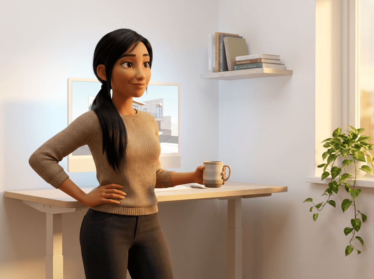 Confident professional at a standing desk, ready to write a targeted proposal